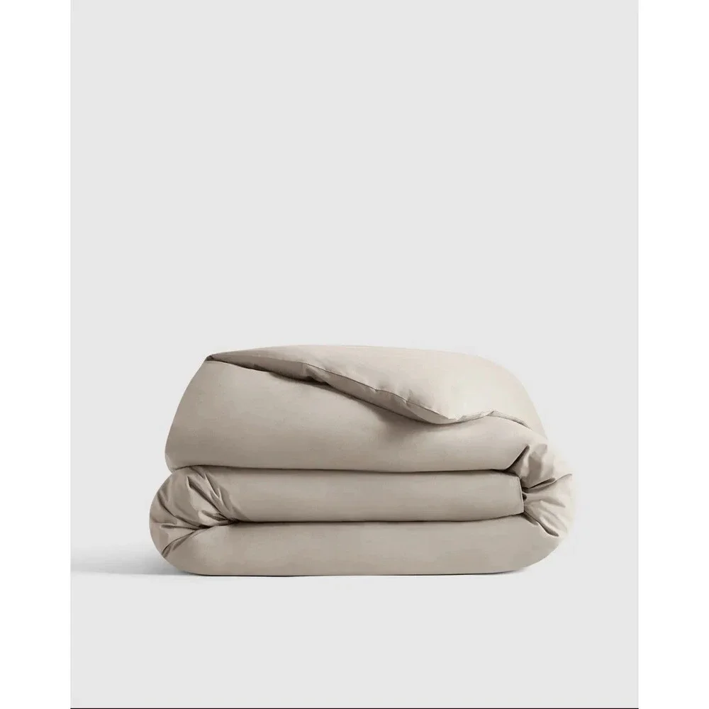 Quince Organic Crisp Percale Duvet Cover Full Queen Dove 100% Cotton $94 Retail